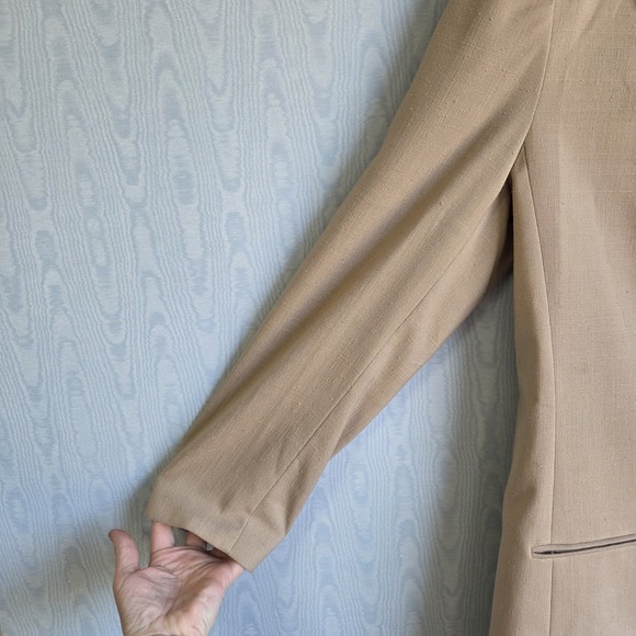 Vtg‎ Sasson Paris Womens 14 Blazer Jacket Textured Beige Old Money Chic Academia - Picture 2 of 9